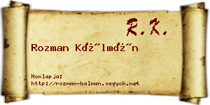 Rozman Kálmán névjegykártya